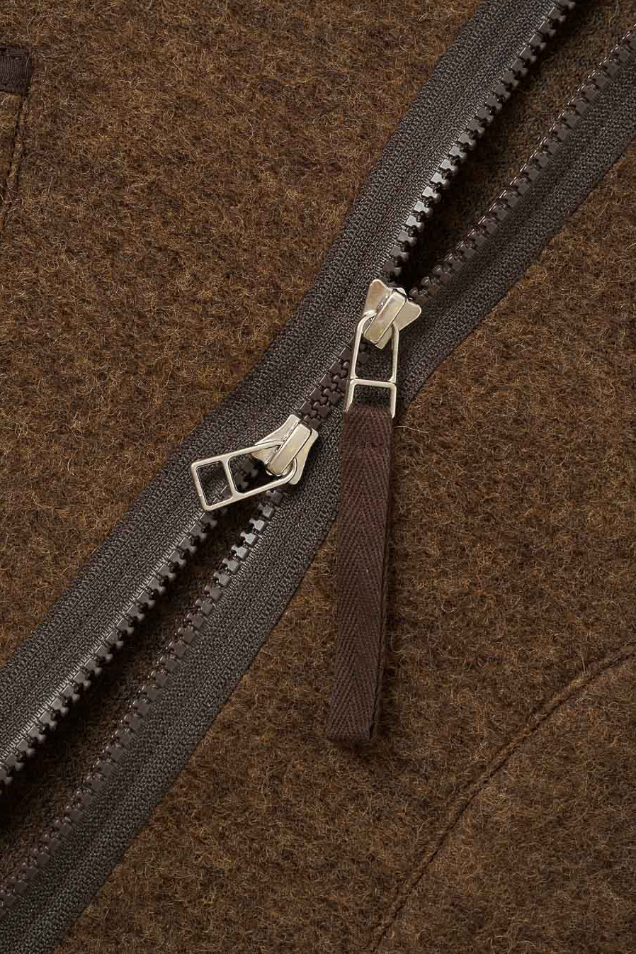Zip Liner Jacket - Brown Marl Wool Fleece