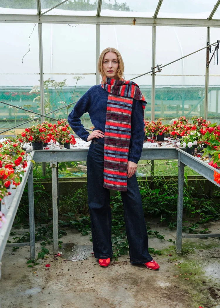 Modern Tartan Scarf - Winter Beach