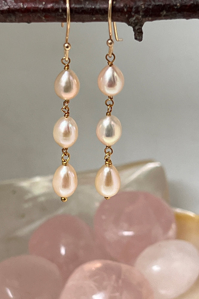 Pink Pearl on Hook Earrings