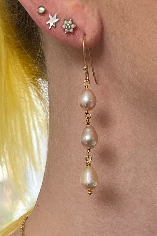 Pink Pearl on Hook Earrings