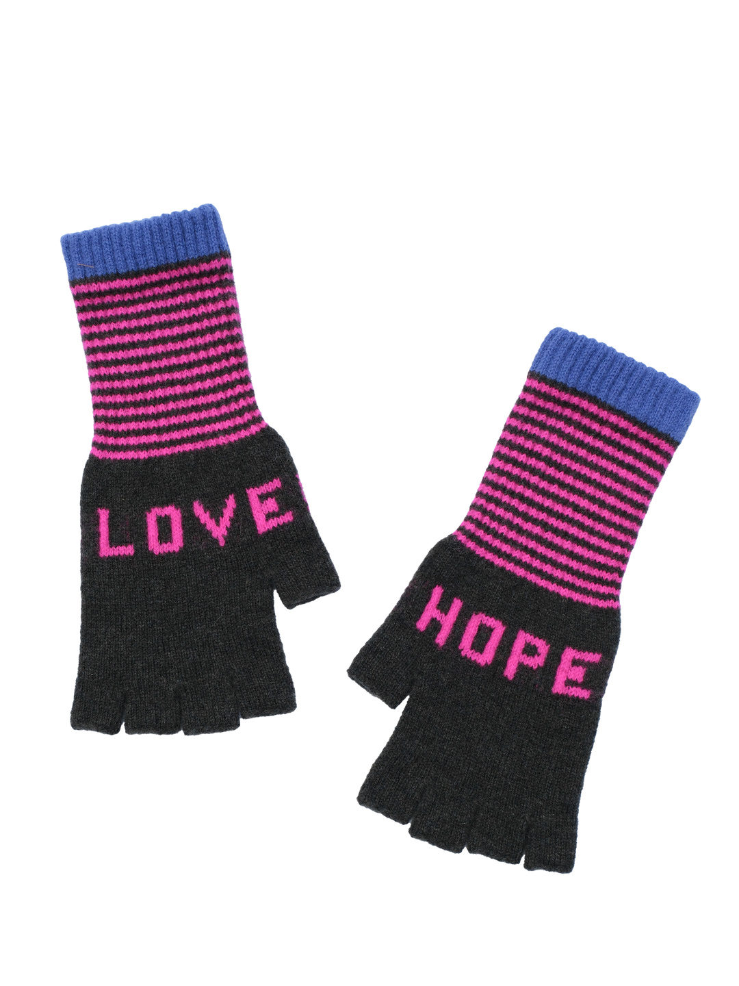 Love & Hope Fingerless Gloves - Khaki/Pink