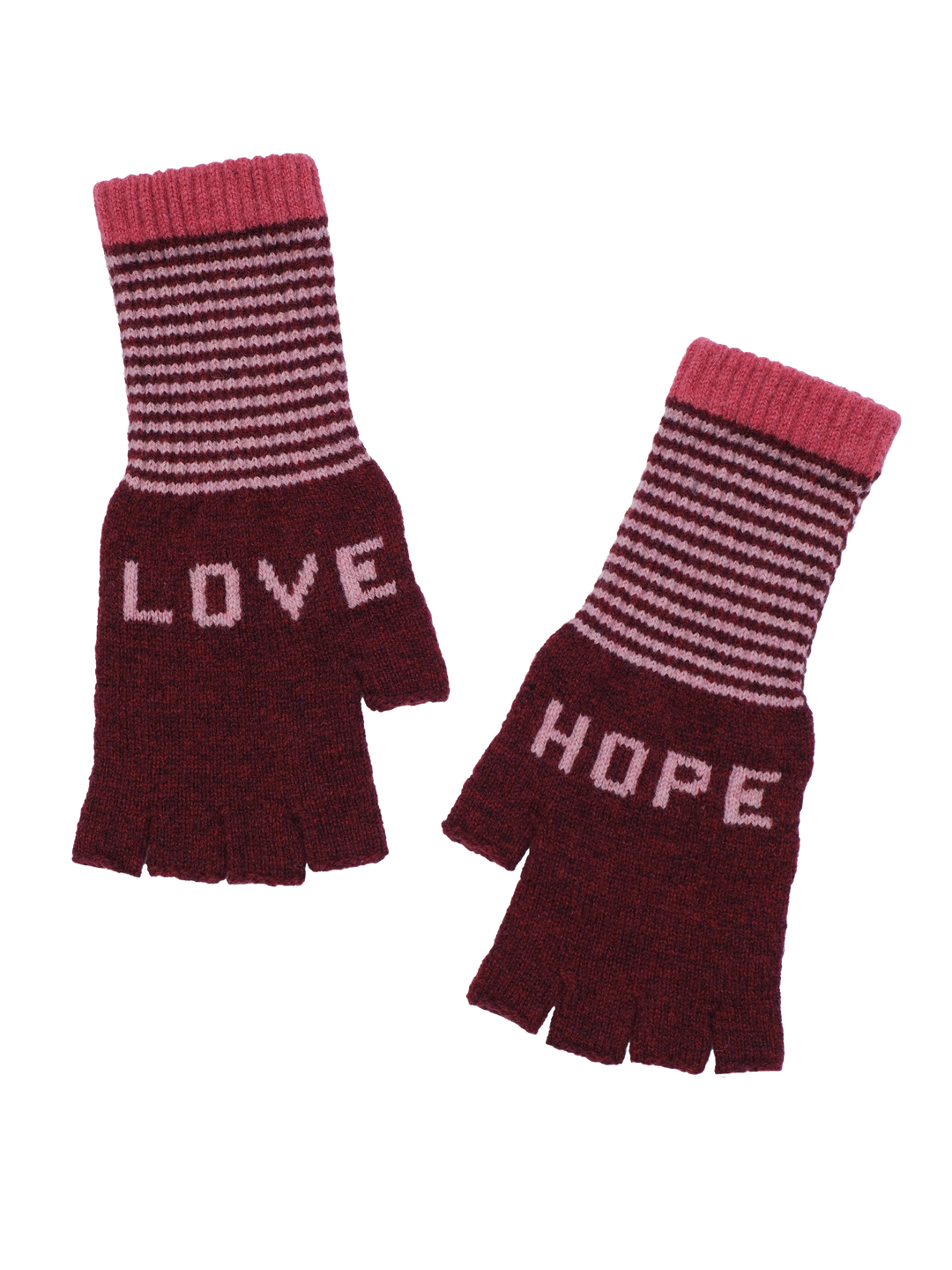 Love & Hope Fingerless Gloves - Berry/Pink