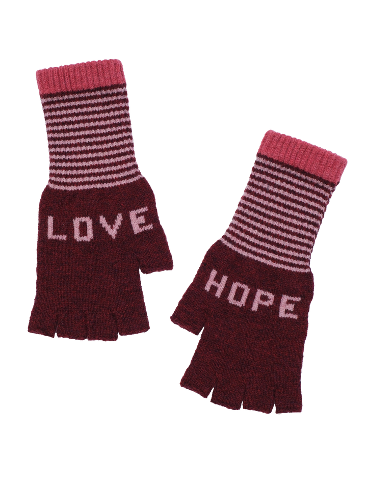 Love & Hope Fingerless Gloves - Berry/Pink