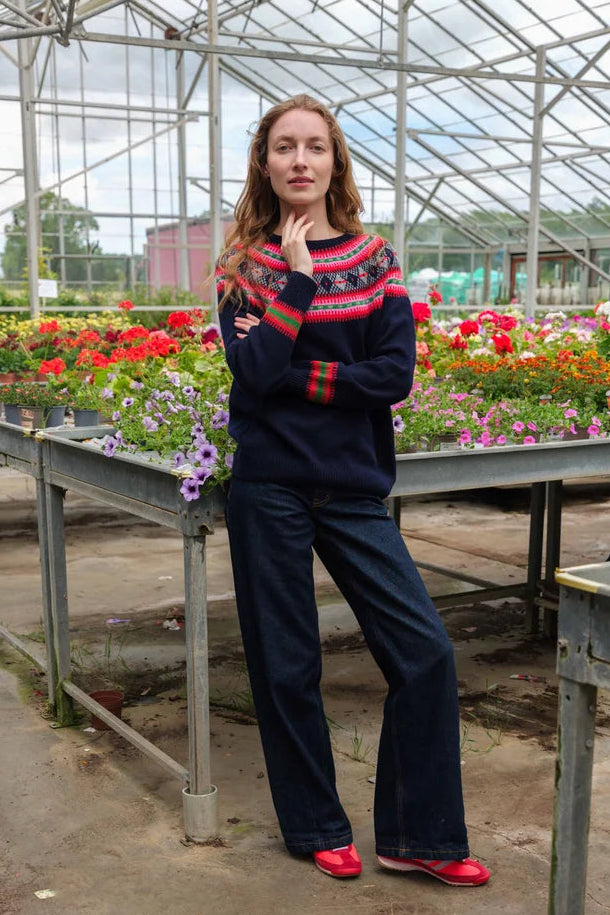 Fairisle Yoke Jumper in Deep Navy