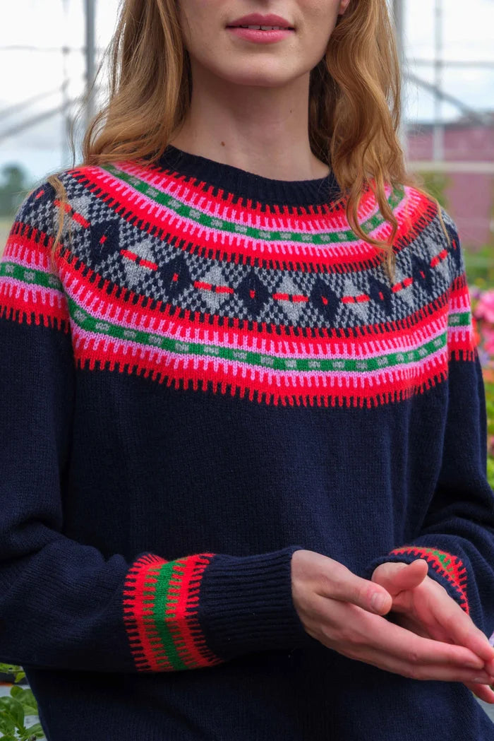 Fairisle Yoke Jumper in Deep Navy