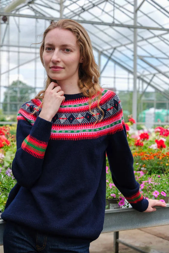Fairisle Yoke Jumper in Deep Navy