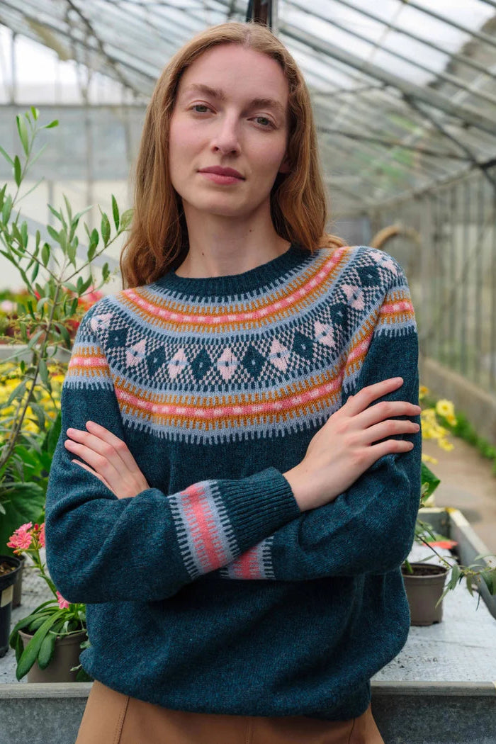 Fairisle Yoke Jumper in Deep Teal
