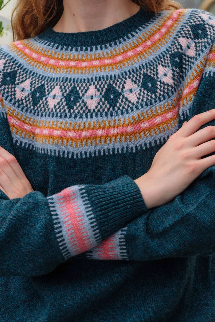 Fairisle Yoke Jumper in Deep Teal