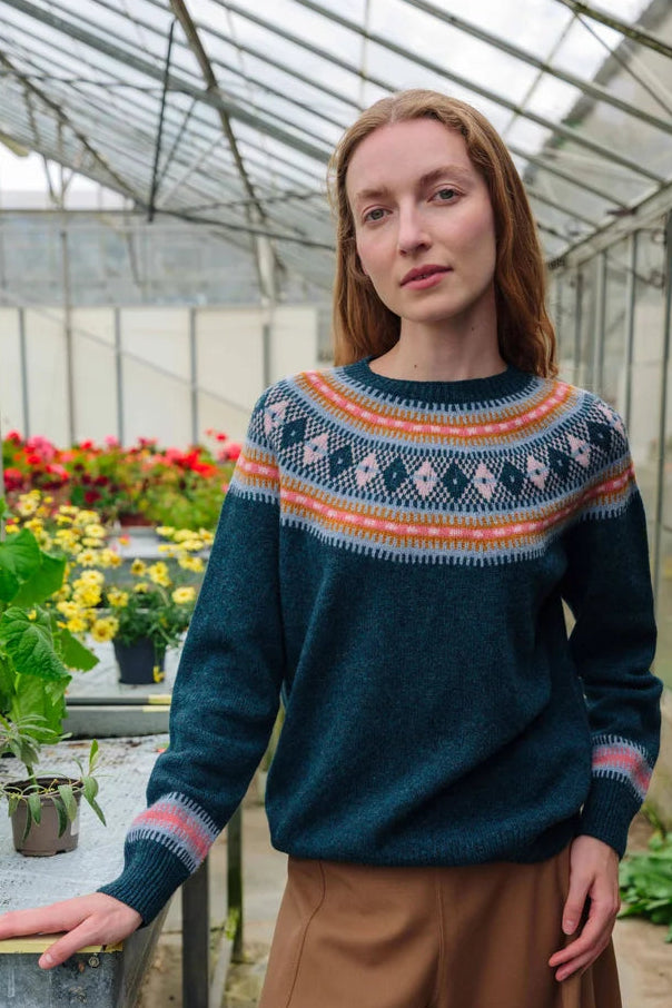 Fairisle Yoke Jumper in Deep Teal