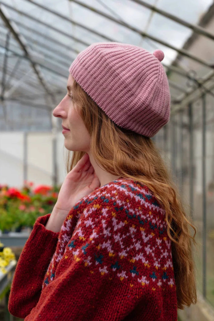 Donegal Chunky Fairisle Yoke Jumper in Rust Fleck