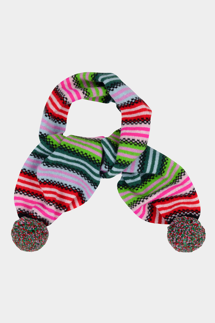 Stripe Pom Pom Scarf - Hyper Nature