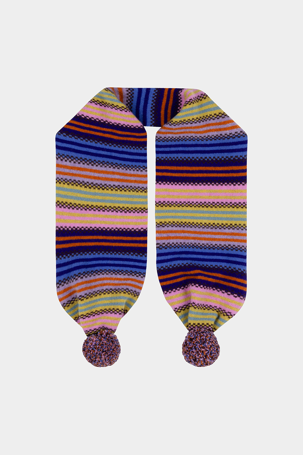 Stripe Pom Pom Scarf - Quartz