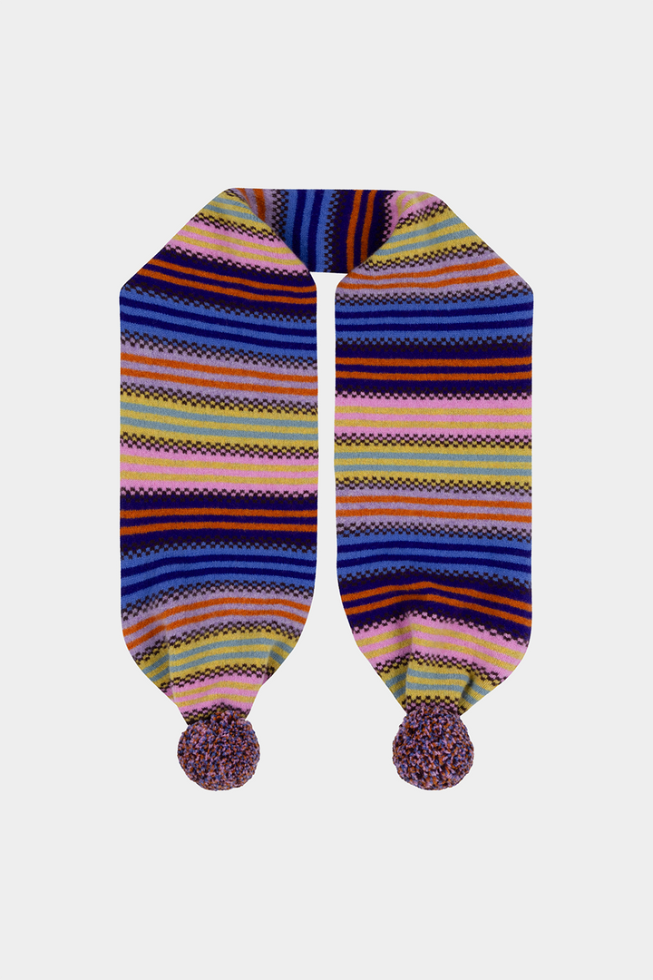 Stripe Pom Pom Scarf - Quartz
