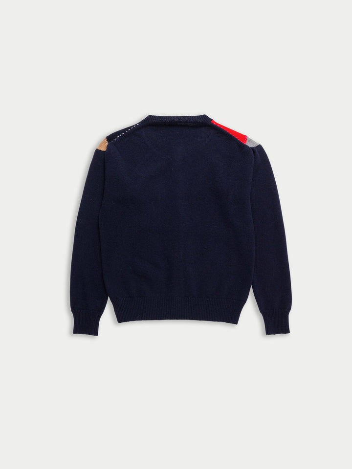 Argyle Crew Neck Cardigan - Multi