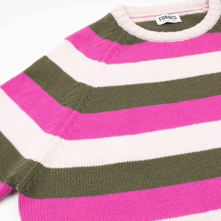 Striped Crew - Bubblegum/Baby Pink/Olive