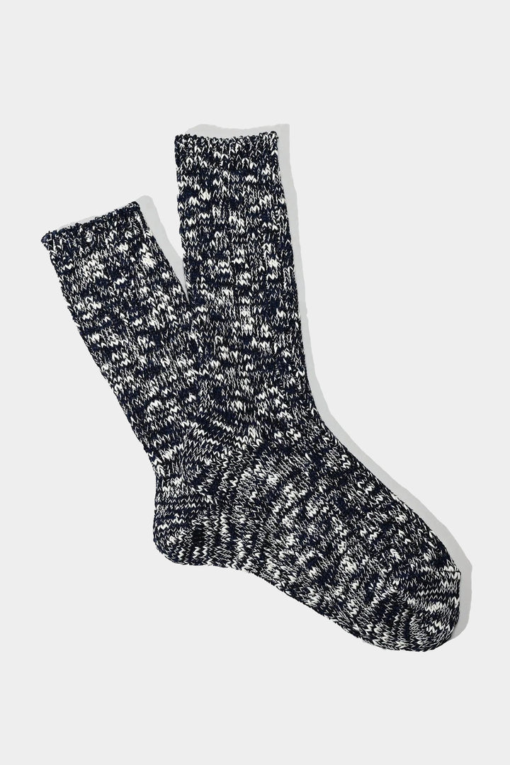 Classic Slub Crew Socks - Navy