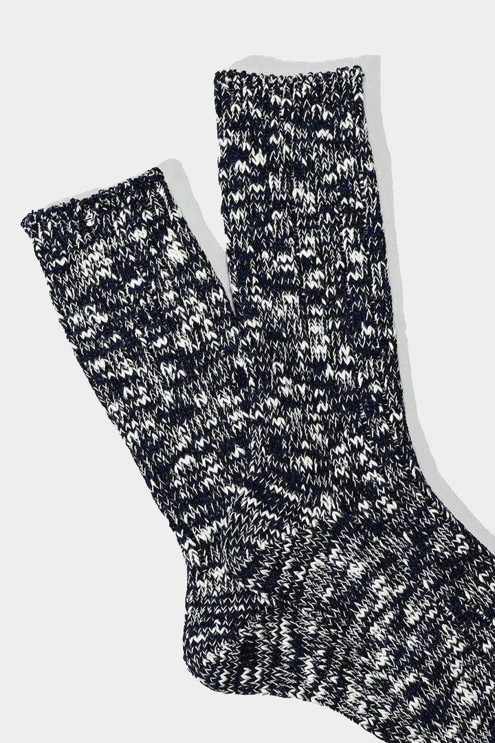 Classic Slub Crew Socks - Navy