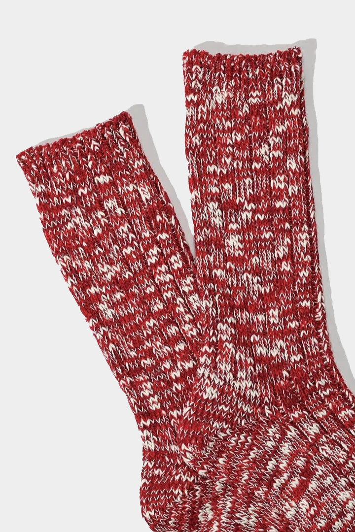 Classic Slub Crew Socks - Red