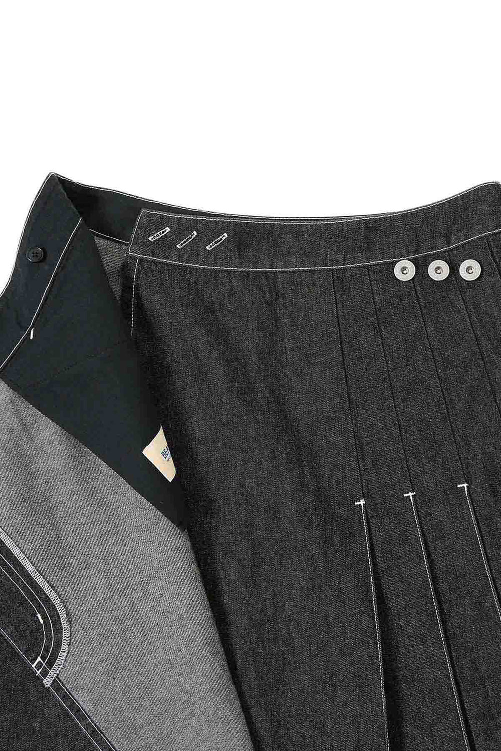 Wraped Pleated Skirt - Black Denim