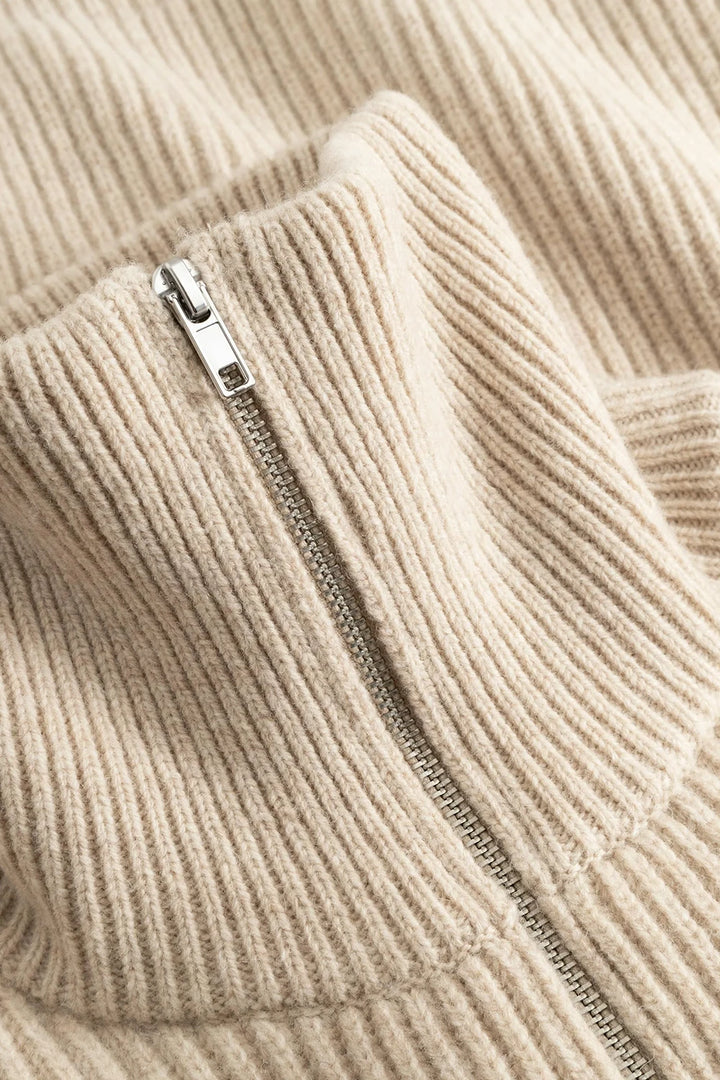 Vonarstraeti Zipped Sweater - Feather Grey