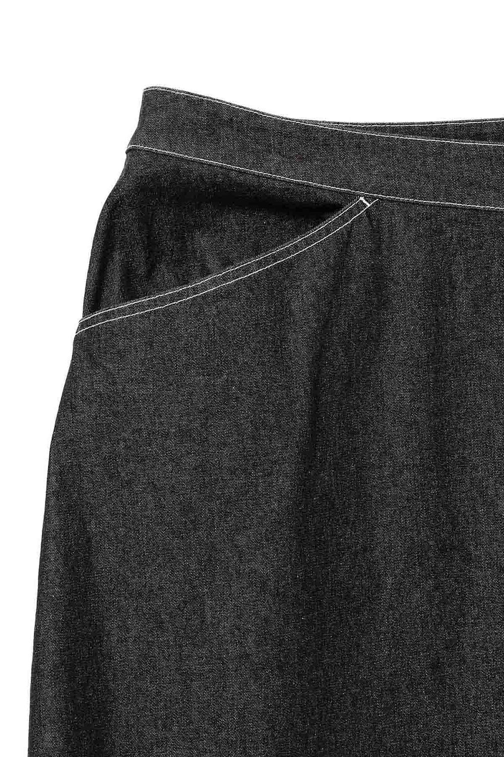 Wraped Pleated Skirt - Black Denim