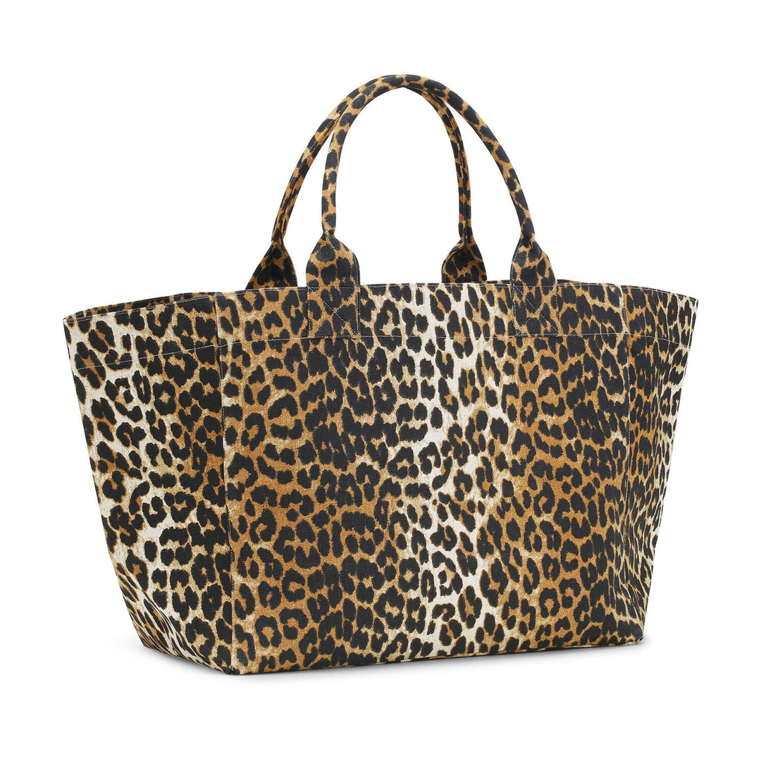Oversized Canvas Tote Bag - Leopard