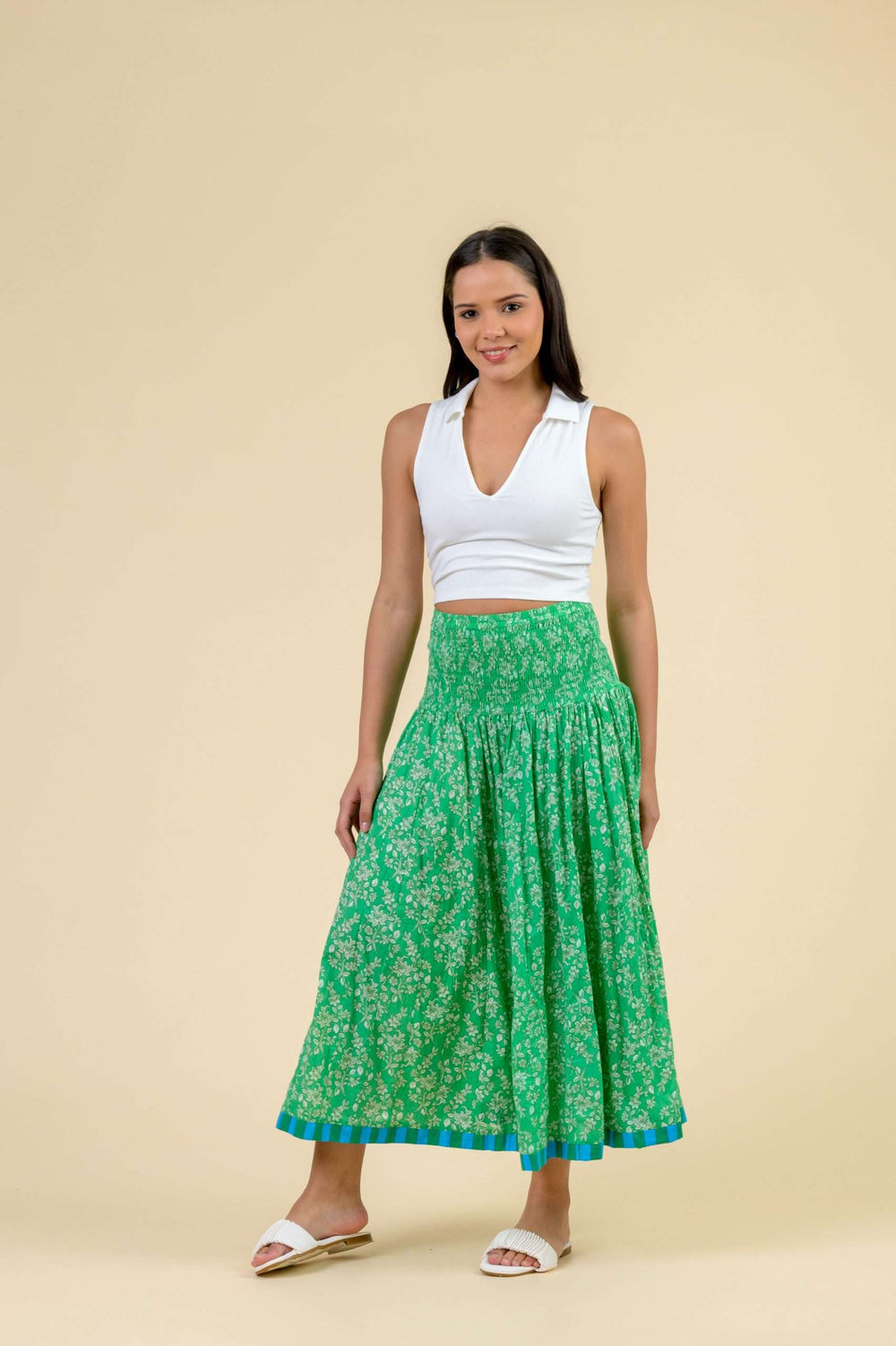 Arista Skirt - Floral Green - Frontiers Woman