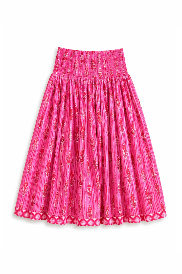 Arista Skirt - Pink Stripe Floral - Frontiers Woman