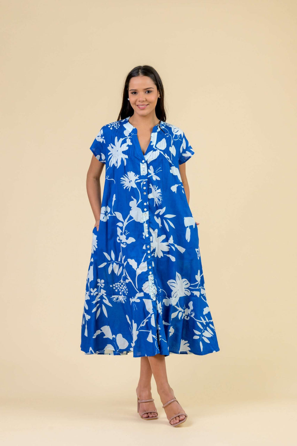 Leslie Dress - Floral Blue - Frontiers Woman