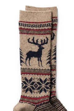 Wool Deer Snow Socks - Beige