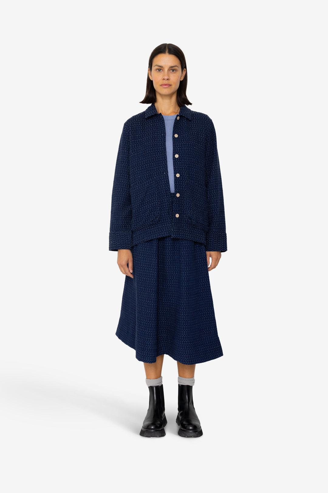 Pleated Shirt - Indigo Floatstitch