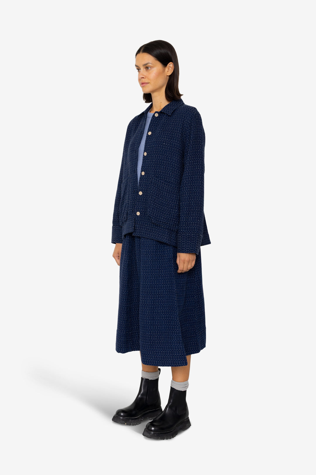 Pleated Shirt - Indigo Floatstitch