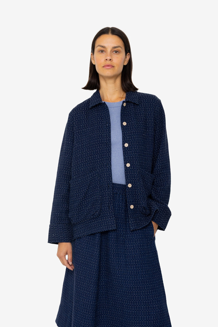 Pleated Shirt - Indigo Floatstitch