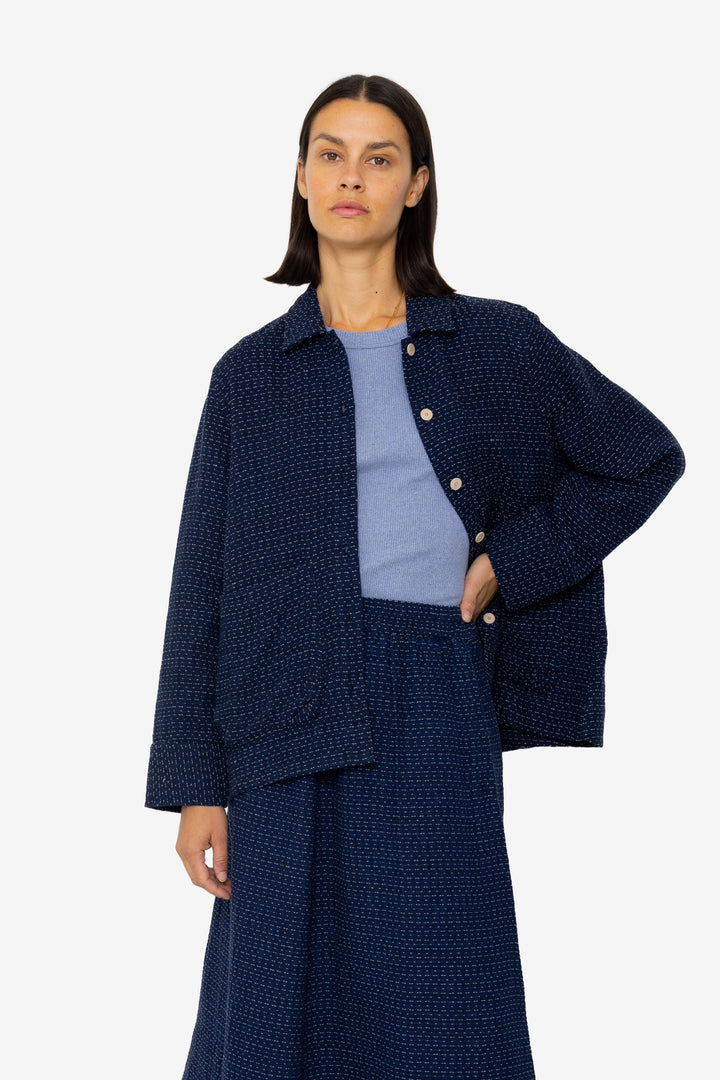 Pleated Shirt - Indigo Floatstitch