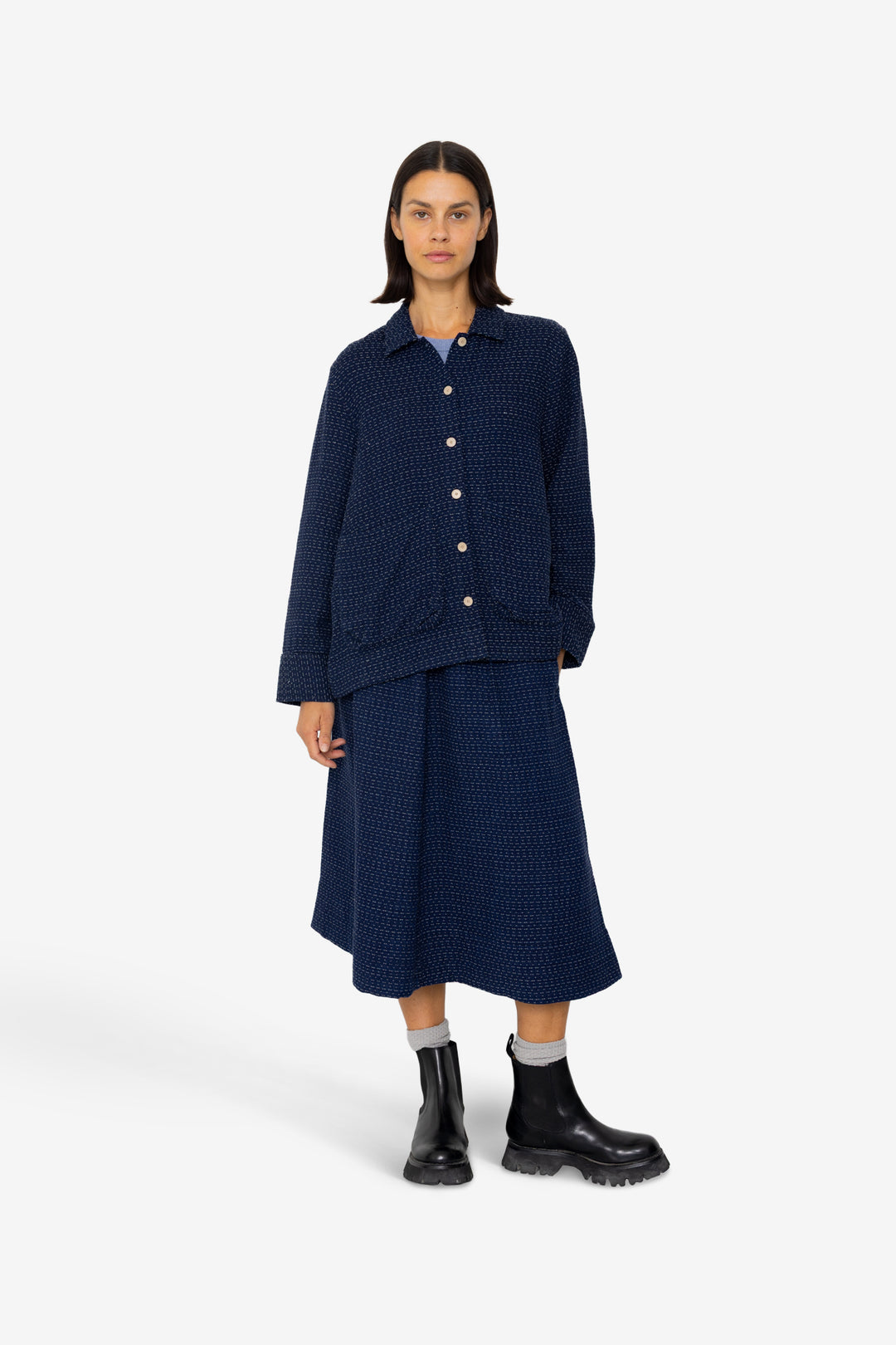 Pleated Shirt - Indigo Floatstitch