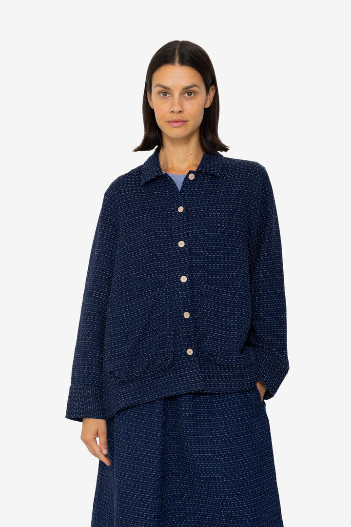 Pleated Shirt - Indigo Floatstitch