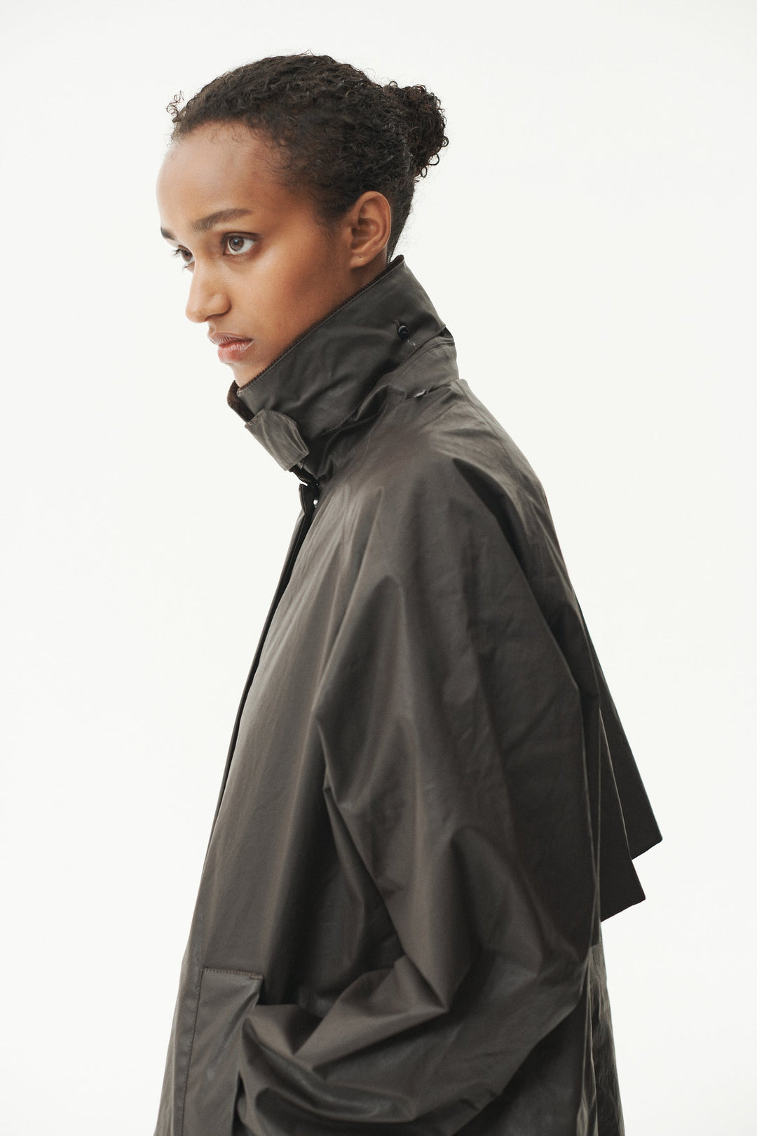 Long Waxed Coach Coat - Dark Brown