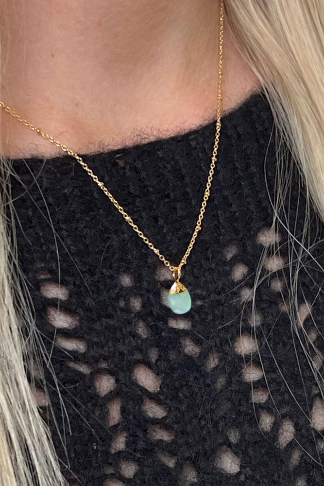 Aqua Chalcedony Briolette Necklace