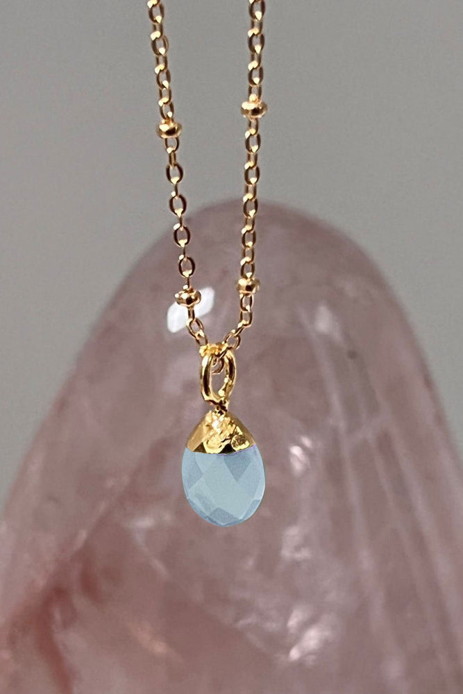 Aqua Chalcedony Briolette Necklace