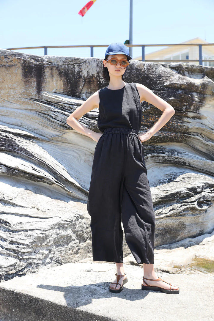 Basic Linen Trouser - Black