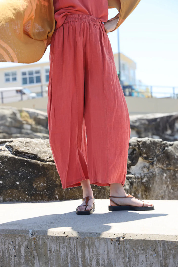 Basic Linen Trouser - Paprika