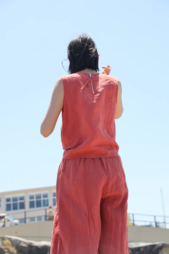 Basic Linen Trouser - Paprika