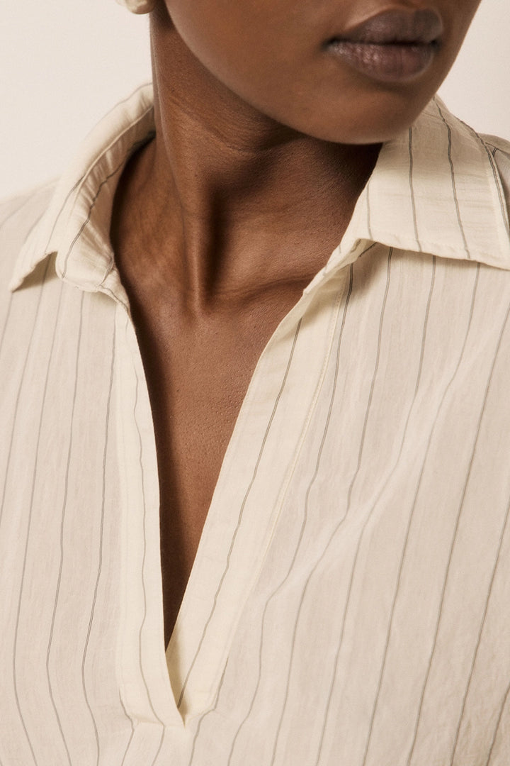 Chorus Blouse - White/Black Striped Viscose