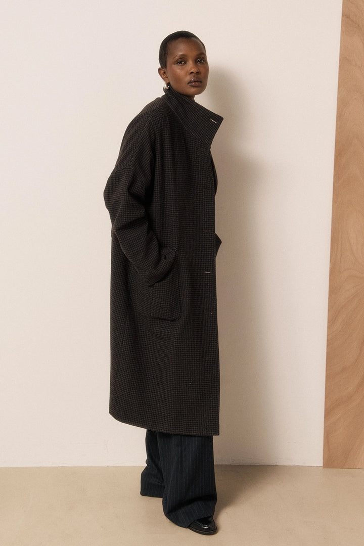 Vito Wool Coat - Houndstooth Tweed