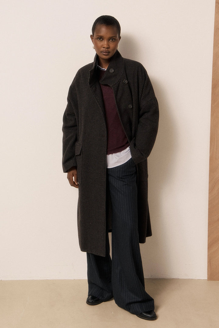 Vito Wool Coat - Houndstooth Tweed