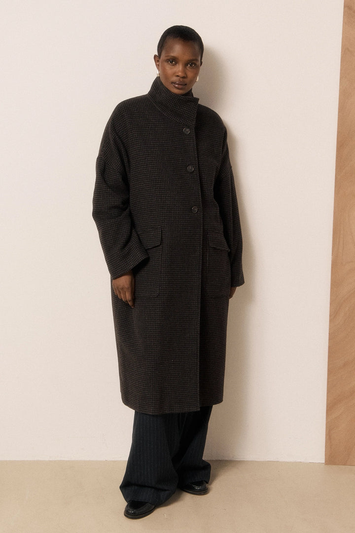 Vito Wool Coat - Houndstooth Tweed