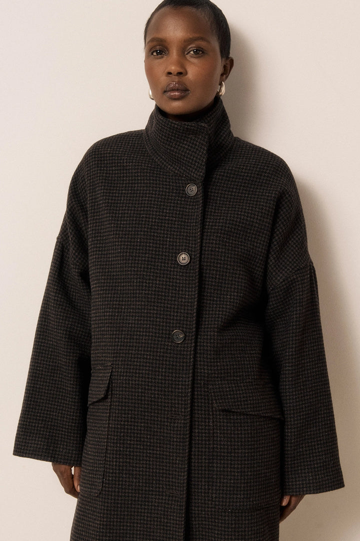 Vito Wool Coat - Houndstooth Tweed