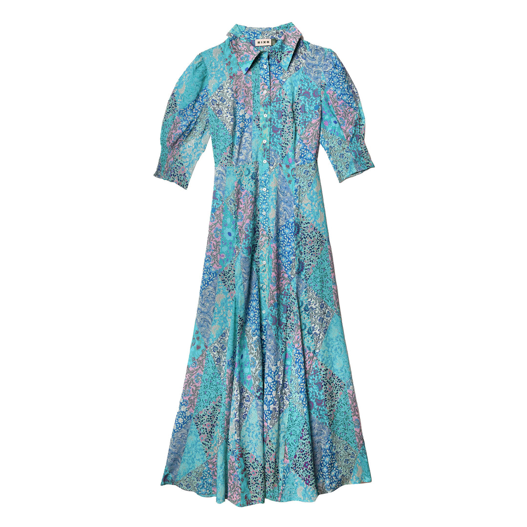 Bloom Shirt Dress - Patchwork Blue