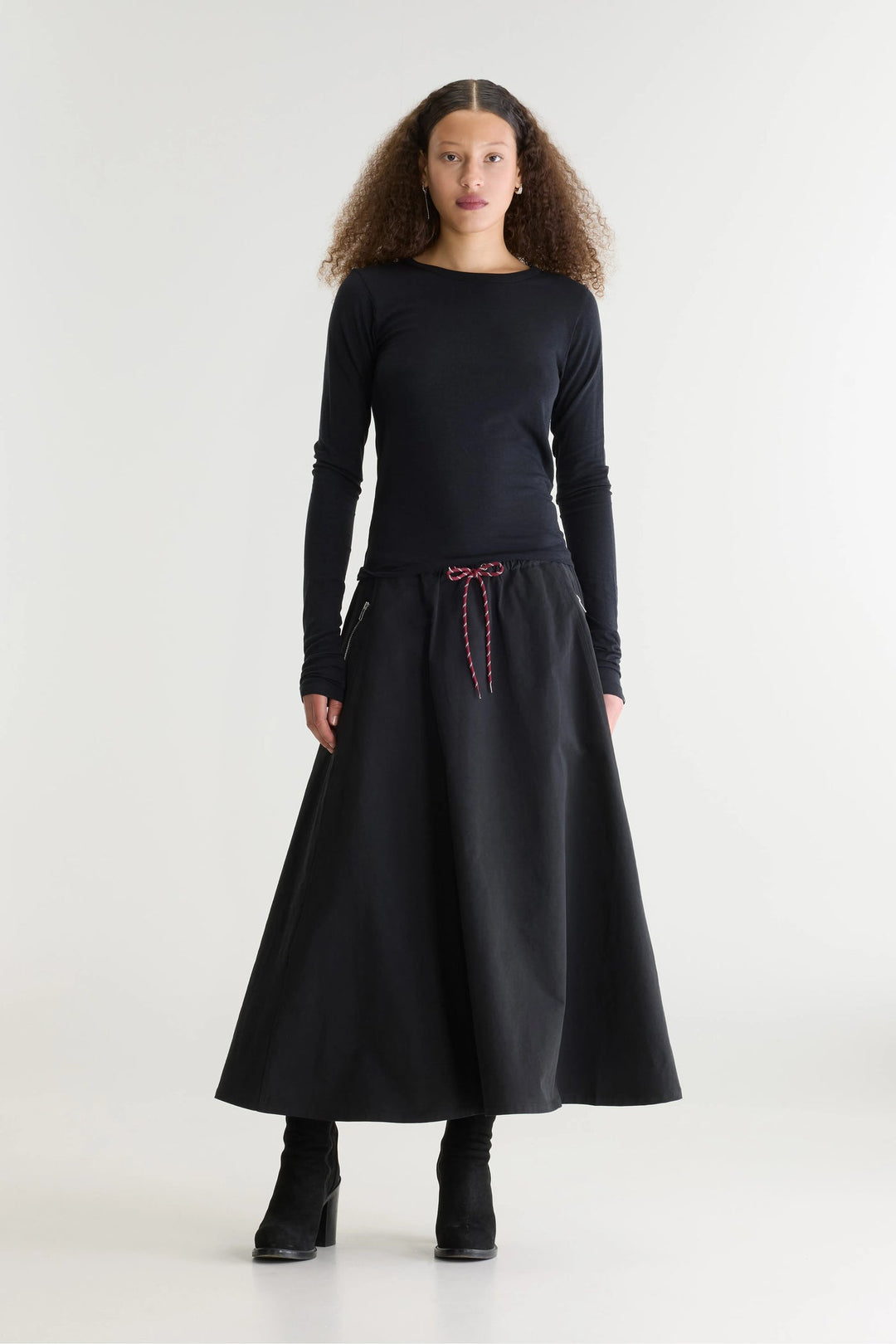 Harlin Relaxed Midi Skirt - Black