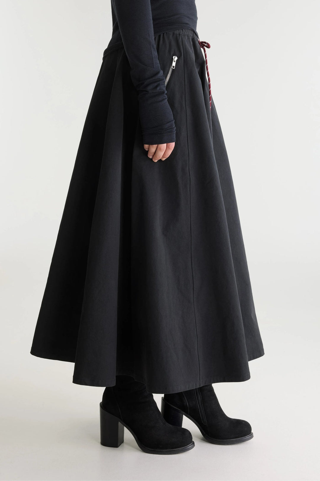 Harlin Relaxed Midi Skirt - Black